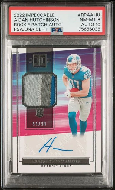 2022 Panini Impeccable Patch Autographs Rpaahu Aidan Hutchinson #no-number card image