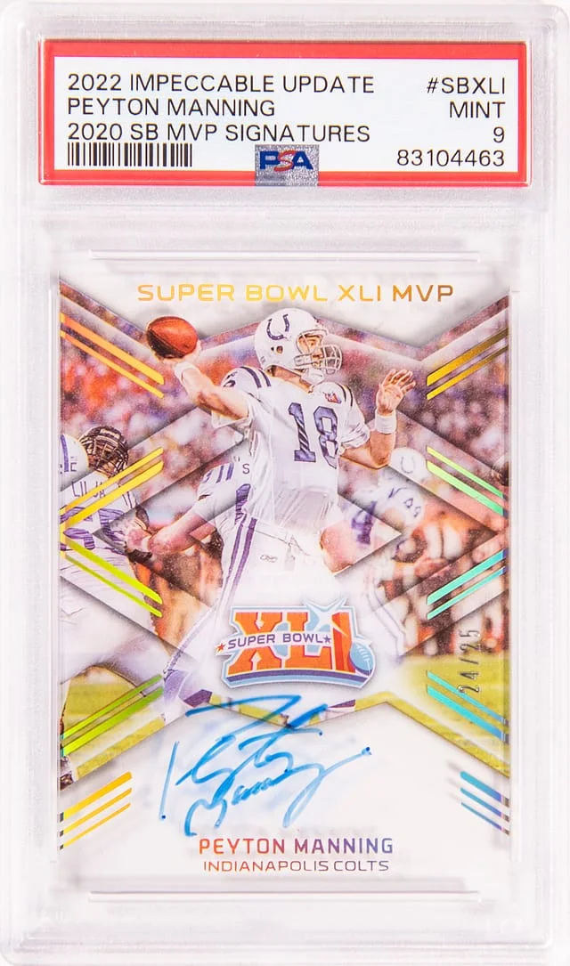 2022 Panini Impeccable Peyton Manning Update 2020 Super Bowl MVP Signatures #SBXLI card image