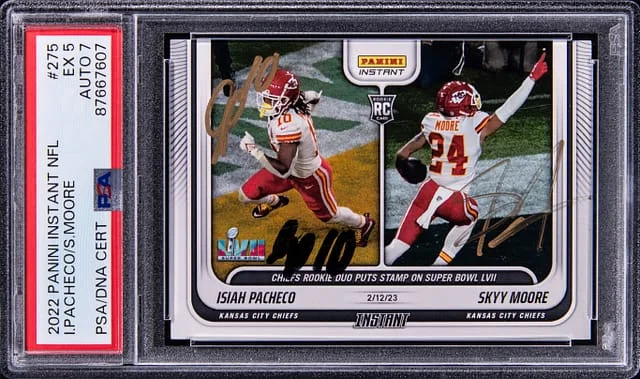 2022 Panini Isiah Pacheco/Skyy Moore Multi-Signed Instant NFL #275 card image