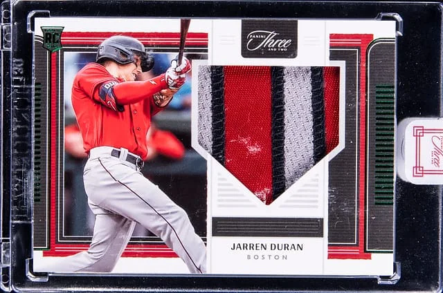 2022 Panini Jarren Duran Patch - Panini Encased Three and Two Jerseys Emerald #RJ-JD card image