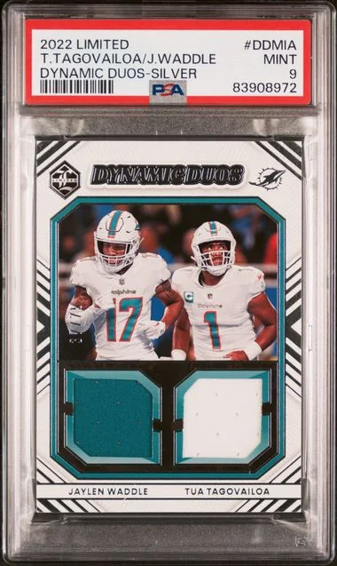 2022 Panini Jaylen Waddle/Tua Tagovailoa Limited Dynamic Duos Silver #DD-MIA card image