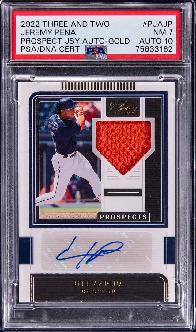 2022 Panini Jeremy Pena Three and Two Prospect Jersey Autographs Gold #PJAJP card image
