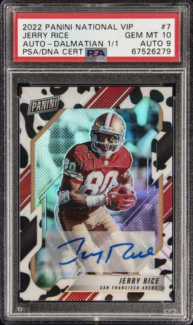 2022 Panini Jerry Rice National Vip Autograph-Dalmatian #7 card image