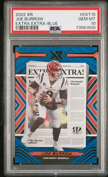 2022 Panini Joe Burrow XR Extra Extra Blue #ECT-15 card image