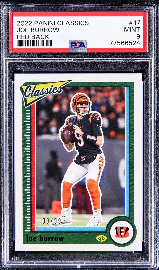 2022 Panini Joe Burrow Jersey Number Classics Red Back #17 card image