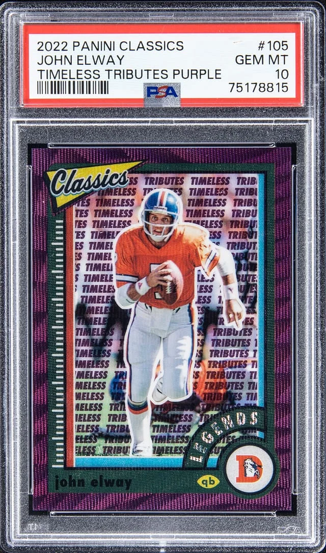 2022 Panini John Elway Classics Timeless Tributes Purple #105 card image
