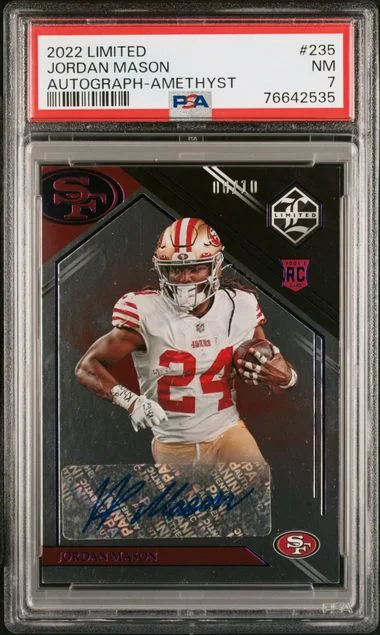 2022 Panini Jordan Mason Limited Autograph-Amethyst #235 card image