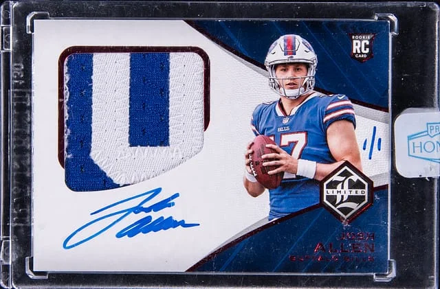 2022 Panini Josh Allen Honors '18 Limited Patch Autograph (RPA) Variation Ruby #144 card image