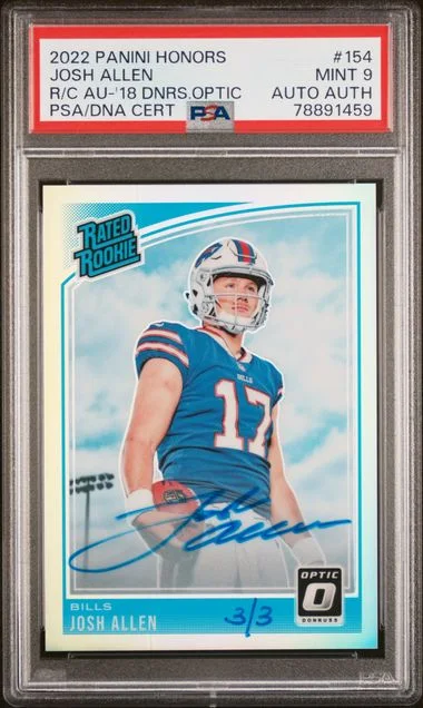2022 Panini Josh Allen Honors Recollection Collection Autographs '18 Donruss Optic #154 card image