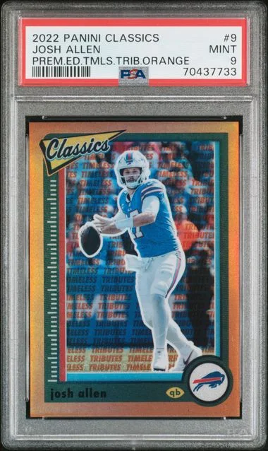 2022 Panini Josh Allen Classics Premium Edition Timeless Tributes Orange #9 card image