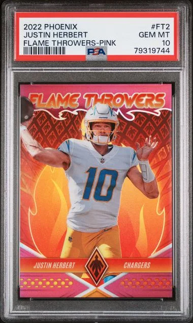 2022 Panini Justin Herbert Phoenix Flame Throwers Pink #Ft2 card image