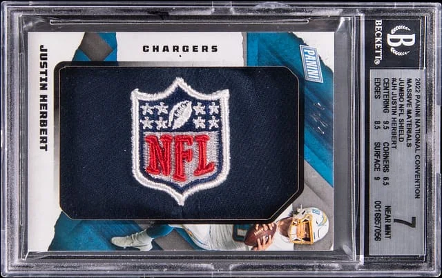 2022 Panini Justin Herbert National Convention Massive Materials Jumbo NFL Shield #JH card image