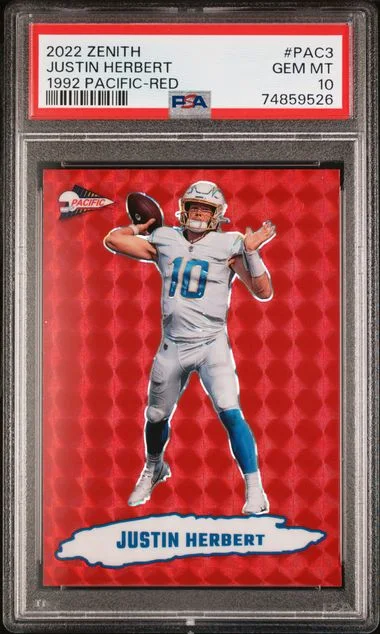2022 Panini Justin Herbert Zenith 1992 Pacific Red #PAC-3 card image
