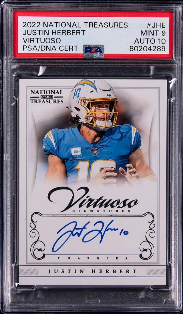 2022 Panini Justin Herbert National Treausres Virtuoso Signatures #VSO-JHE card image