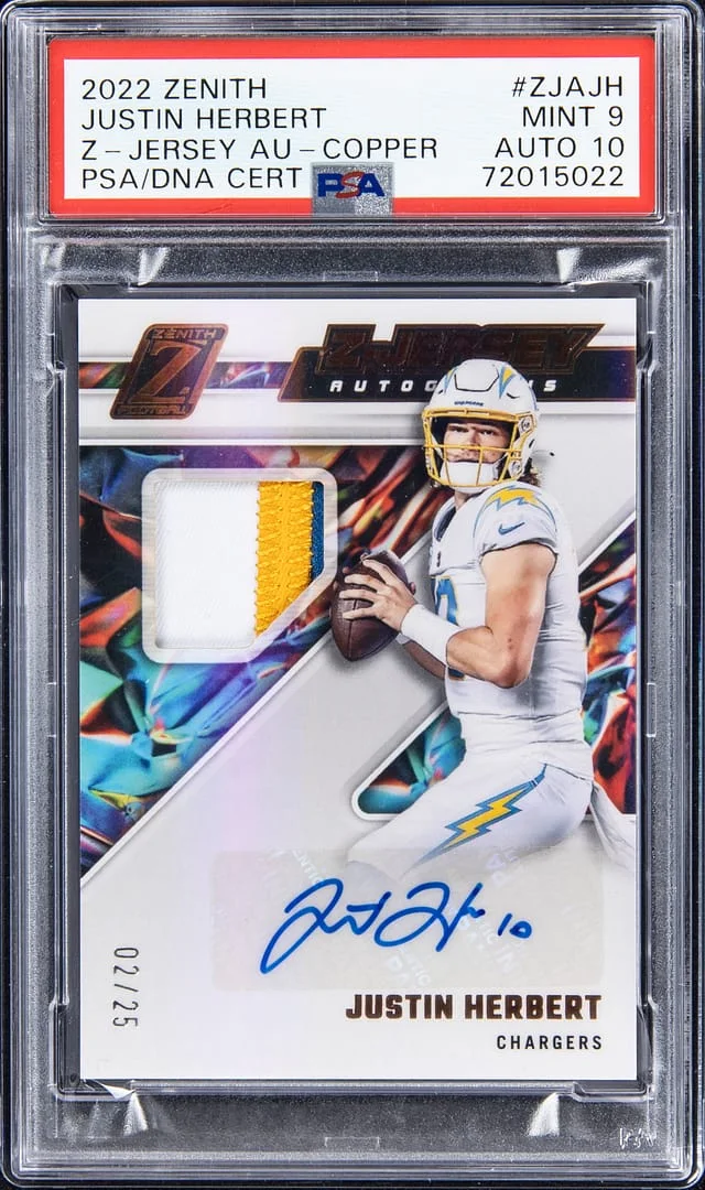 2022 Panini Justin Herbert Zenith Z-Jersey Autograph Copper #ZJA-JH card image