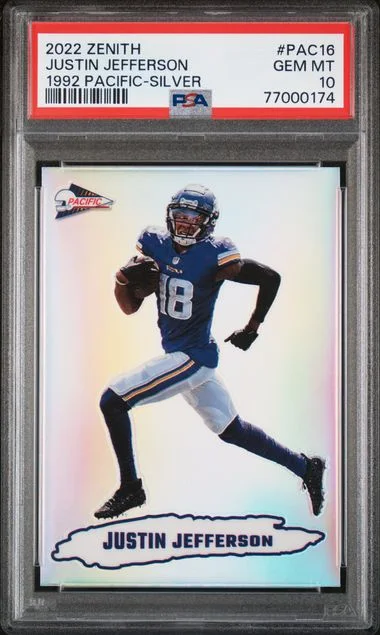2022 Panini Justin Jefferson Zenith 1992 Pacific #PAC16 card image