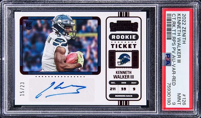 2022 Panini Kenneth Walker III Zenith Contenders Ticket RPS Preview Autograph Variation Red #126 card image