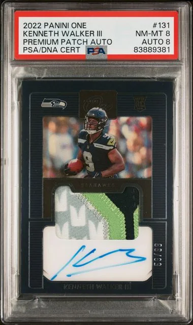 2022 Panini Kenneth Walker III One Premium Patch Autograph #131 card image