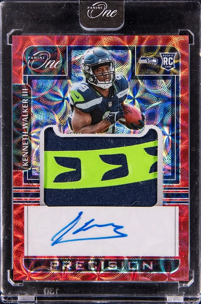 2022 Panini Kenneth Walker III One Precision Patch Autograph Blue #314 card image