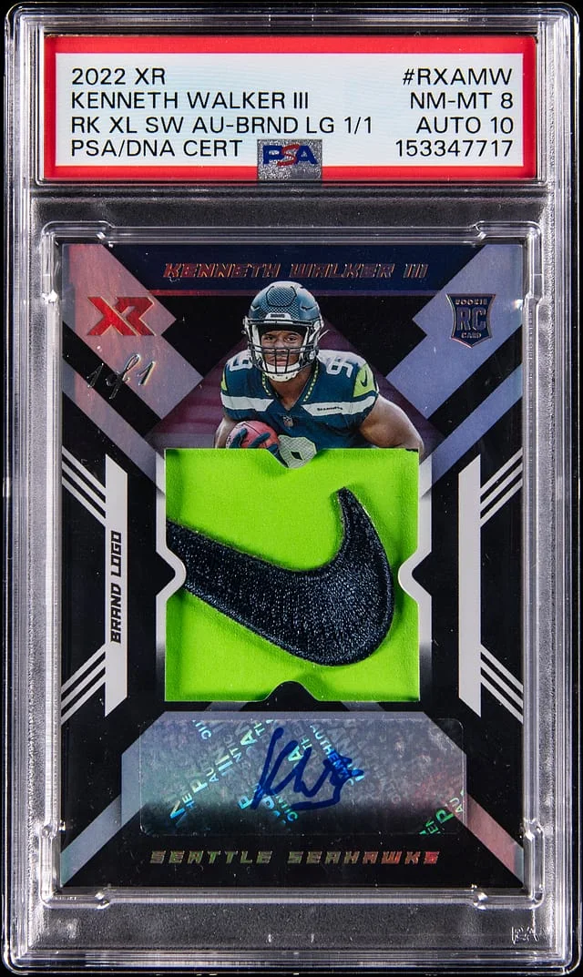 2022 Panini Kenneth Walker III XR XL Swatch Autograph Brand Logo #RXA-MW card image