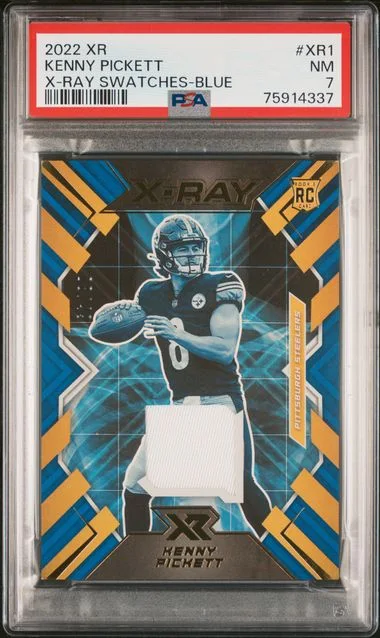 2022 Panini Kenny Pickett XR X-Ray Swatches Blue #XR1 card image