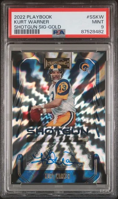 2022 Panini Kurt Warner Playbook Shotgun Signatures Gold #SSKW card image
