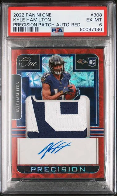 2022 Panini Kyle Hamilton One Precision Patch Autograph-Red #308 card image