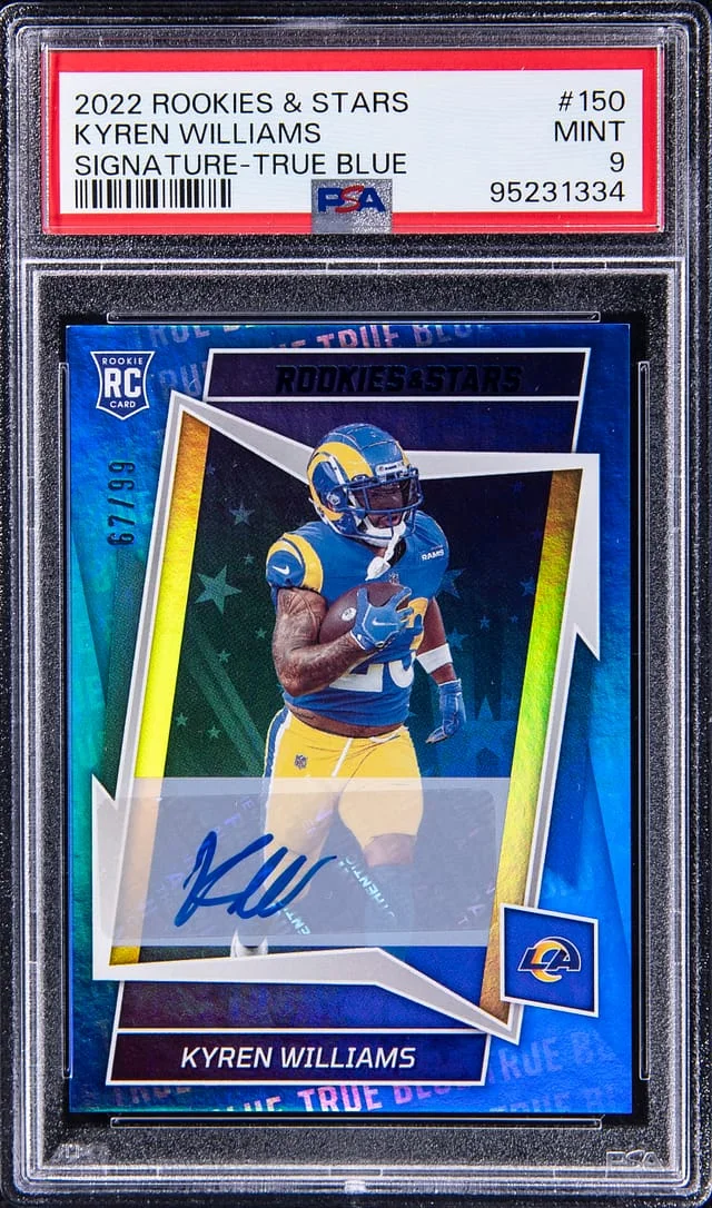 2022 Panini Kyren Williams Rookies & Stars Signature True Blue #150 card image