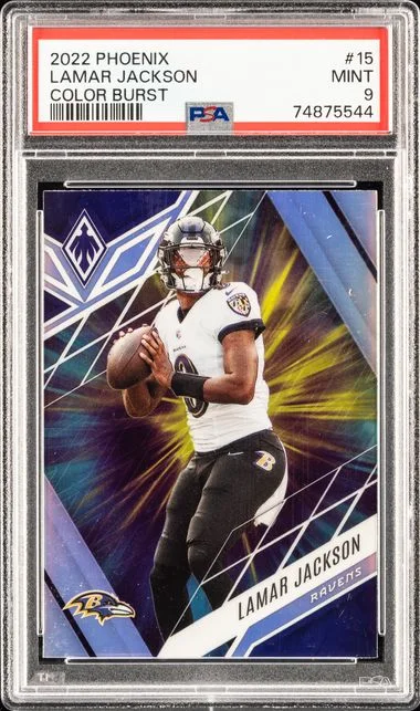 2022 Panini Lamar Jackson Phoenix Color Burst #15 card image