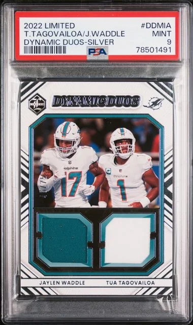 2022 Panini Limited Dynamic Duos Silver Ddmia Jaylen Waddle/Tua Tagovailoa #no-number card image