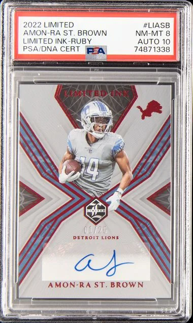 2022 Panini Limited Limited Ink Ruby Liasb Amon-Ra St. Brown #no-number card image