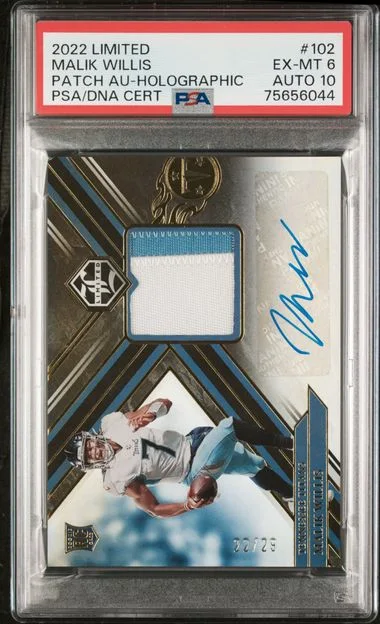 2022 Panini Malik Willis Limited Patch Autograph-Holographic #102 card image