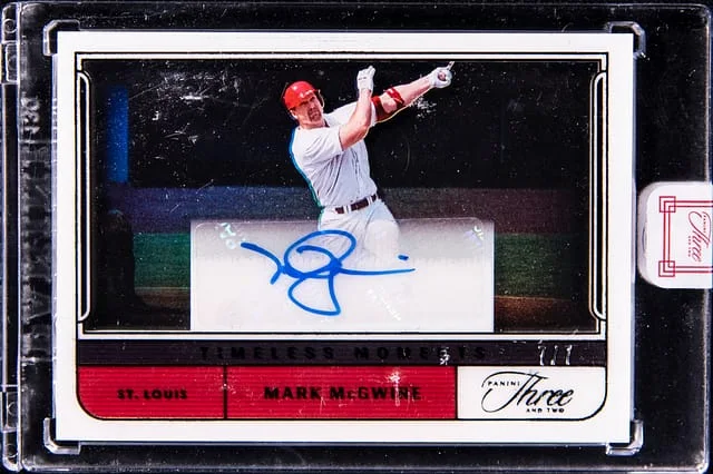 2022 Panini Mark McGwire Three and Two Timeless Moments Autographs Black #TMA-MM card image