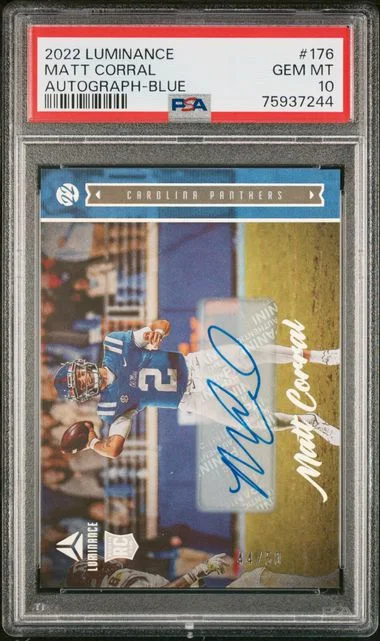 2022 Panini Matt Corral Luminance Autographs Blue #176 card image