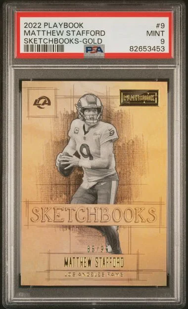 2022 Panini Matthew Stafford Playbook Sketchbooks Gold #9 card image