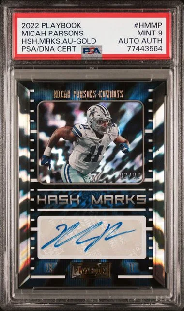 2022 Panini Micah Parsons Playbook Hash Marks Autographs Gold #HMMP card image