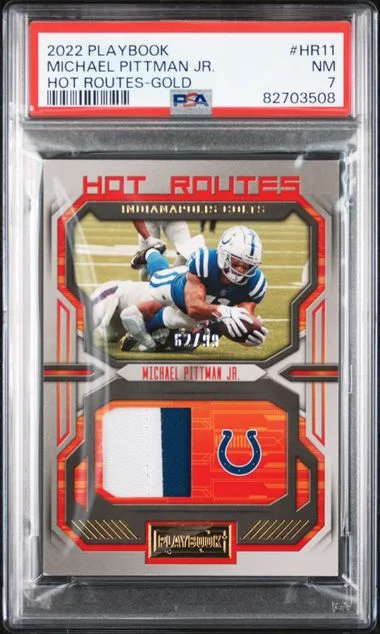 2022 Panini Michael Pittman Jr. Playbook Hot Routes Gold #HR11 card image