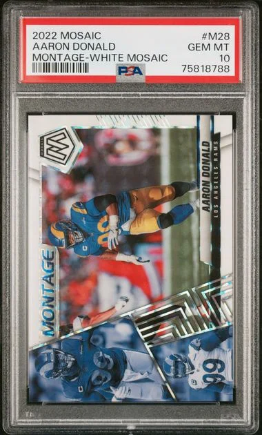 2022 Panini Mosaic Aaron Donald Montage White Mosaic #M-28 card image