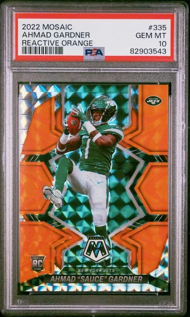 2022 Panini Mosaic Ahmad Sauce Gardner Reactive Orange #335 card image