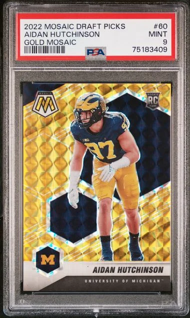 2022 Panini Mosaic Aidan Hutchinson Draft Picks Gold Mosaic #60 card image