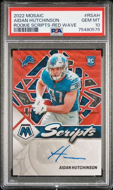 2022 Panini Mosaic Aidan Hutchinson Scripts Red Wave #RS-AH card image