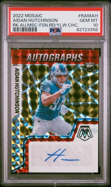 2022 Panini Mosaic Autograph Mosaic Fusion Red/Yellow Choice Ramah Aidan Hutchinson #no-number card image
