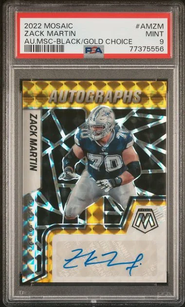 2022 Panini Mosaic Autographs Mosaic Black/Gold Choice Amzm Zack Martin #no-number card image
