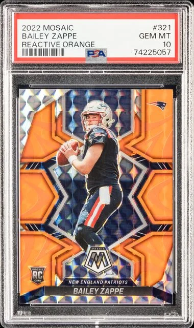 2022 Panini Mosaic Bailey Zappe Reactive Orange #321 card image