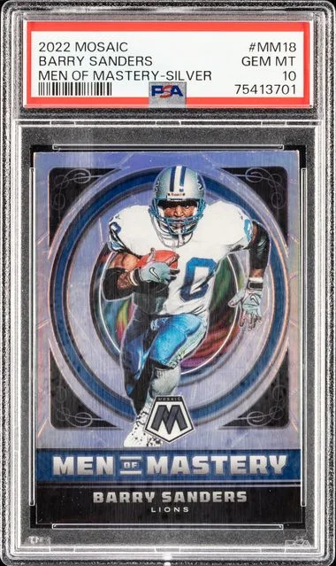 2022 Panini Mosaic Barry Sanders Men Of Mastery Silver #Mm18 card image