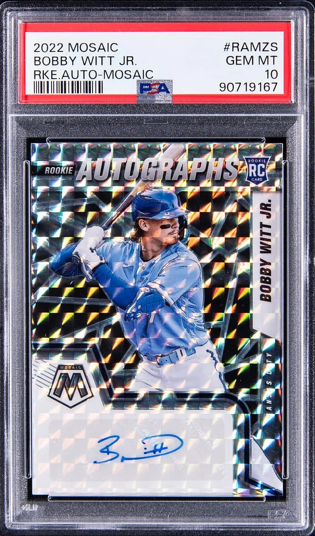 2022 Panini Mosaic Bobby Witt Jr Autograph Mosaic #RAMZS card image