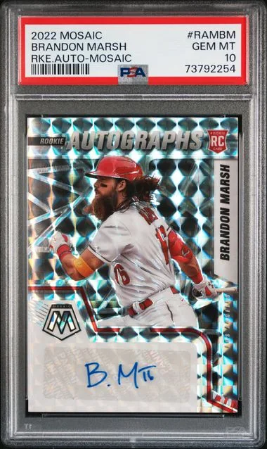 2022 Panini Mosaic Brandon Marsh Autographs Silver Mosaic #RAM-BM card image
