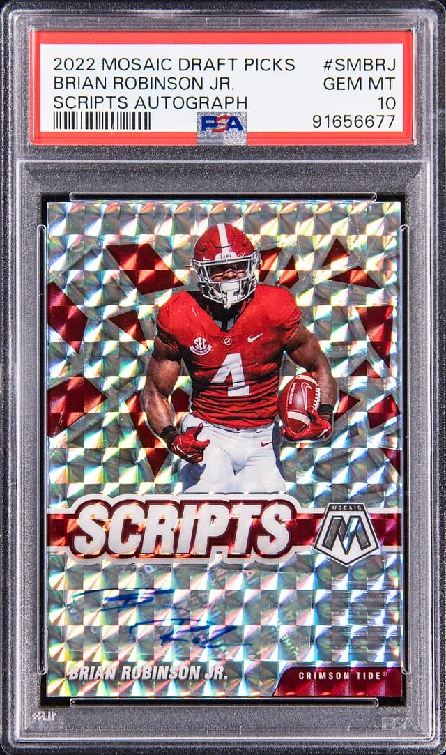2022 Panini Mosaic Brian Robinson Jr. Draft Picks Scripts Autograph #SMBRJ card image