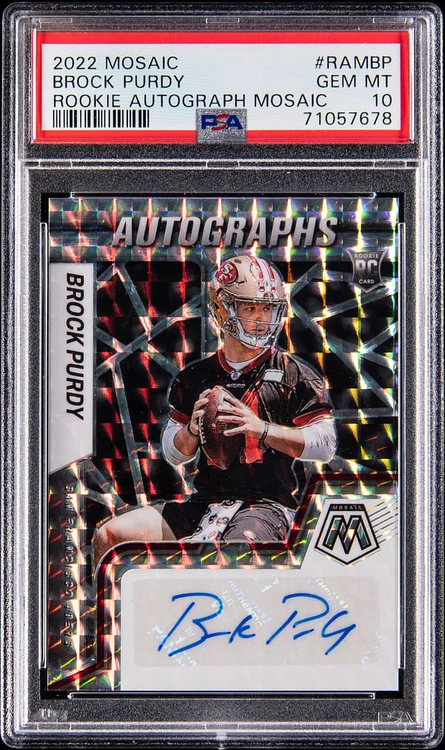 2022 Panini Mosaic Brock Purdy Autograph Mosaic #RAM-BP card image