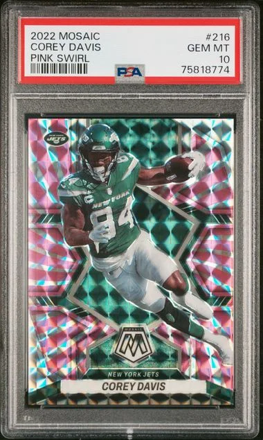 2022 Panini Mosaic Corey Davis Pink Swirl #216 card image
